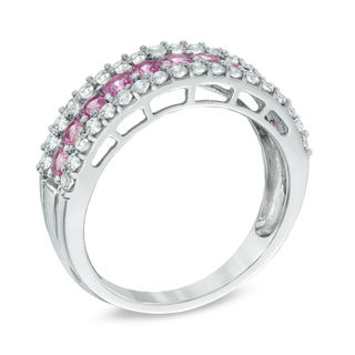 Lab-Created Pink and White Sapphire Band in Sterling Silver|Peoples Jewellers