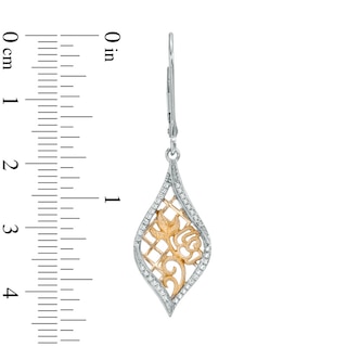 Vera Wang Love Collection 0.18 CT. T.W. Diamond Rose Lace Drop Earrings in Sterling Silver and 14K Gold|Peoples Jewellers