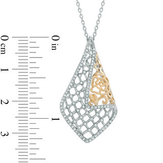 Vera Wang Love Collection 0.26 CT. T.W. Diamond Rose Lace Pendant in Sterling Silver and 14K Gold|Peoples Jewellers