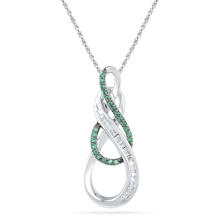 0.25 CT. T.W. Enhanced Green and White Diamond Double Infinity Pendant in Sterling Silver|Peoples Jewellers
