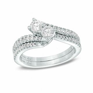 Ever Us™ 0.50 CT. T.W. Two-Stone Diamond Bypass Ring in 14K White Gold|Peoples Jewellers