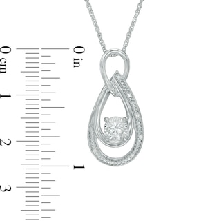 5.0mm Lab-Created White Sapphire and Diamond Accent Double Teardrop Pendant in Sterling Silver|Peoples Jewellers