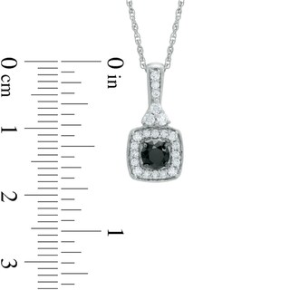 0.50 CT. T.W. Enhanced Black and White Diamond Square Pendant in Sterling Silver|Peoples Jewellers