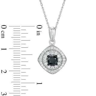 0.75 CT. T.W. Enhanced Black and White Diamond Tilted Square Frame Pendant in 10K White Gold|Peoples Jewellers