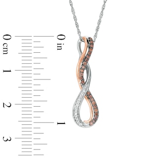 0.16 CT. T.W. Champagne and White Diamond Cascading Infinity Pendant in Sterling Silver and 10K Rose Gold|Peoples Jewellers