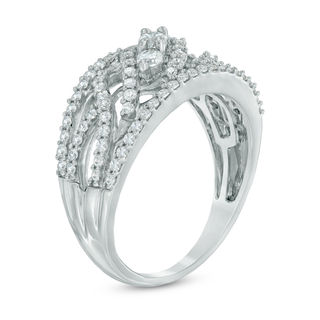 0.70 CT. T.W. Diamond Three Stone Wave Ring in 10K White Gold|Peoples Jewellers