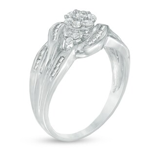 0.45 CT. T.W. Diamond Three Stone Cluster Ring in 10K White Gold|Peoples Jewellers