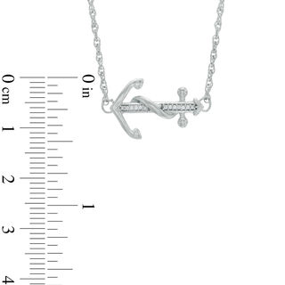 Diamond Accent Sideways Anchor Necklace in Sterling Silver - 17"|Peoples Jewellers