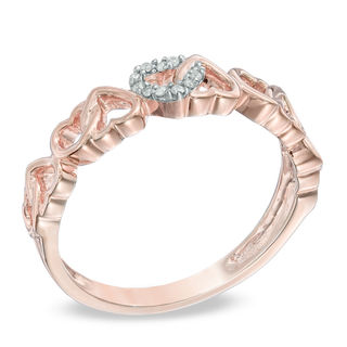 Diamond Accent Alternating Hearts Ring in 10K Rose Gold|Peoples Jewellers