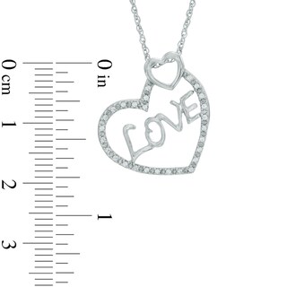 0.09 CT. T.W. Diamond Hearts with "LOVE" Pendant in Sterling Silver|Peoples Jewellers