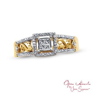 Open Hearts by Jane Seymour™ 0.15 CT. T.W. Quad Princess-Cut Diamond Frame Ring in 10K Gold|Peoples Jewellers