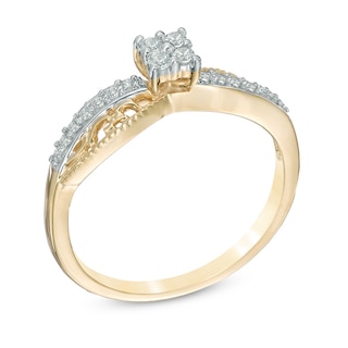 0.15 CT. T.W. Diamond Quad Swirl Promise Ring in 10K Gold|Peoples Jewellers
