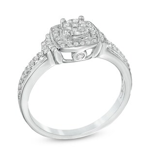 0.23 CT. T.W. Composite Diamond Square Frame Promise Ring in 10K White Gold|Peoples Jewellers