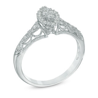0.18 CT. T.W. Marquise Composite Diamond Frame Promise Ring in 10K White Gold|Peoples Jewellers
