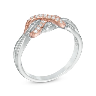 0.11 CT. T.W. Diamond Infinity Ring in Sterling Silver and 10K Rose Gold|Peoples Jewellers