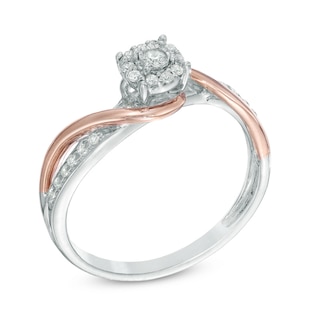 0.15 CT. T.W. Diamond Swirl Promise Ring in Sterling Silver and 10K Rose Gold|Peoples Jewellers