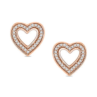 0.09 CT. T.W. Diamond Outline Heart Stud Earrings in 10K Rose Gold|Peoples Jewellers
