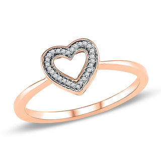 Diamond Accent Outline Heart Ring in 10K Rose Gold|Peoples Jewellers