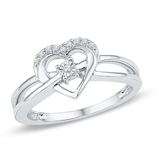 Diamond Accent Heart Ring in 10K White Gold|Peoples Jewellers