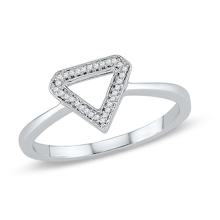 Diamond Accent Outline Triangle Ring in 10K White Gold|Peoples Jewellers