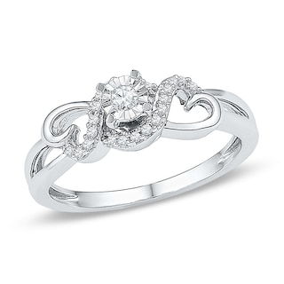 0.13 CT. T.W. Diamond Heart Sides Promise Ring in 10K White Gold|Peoples Jewellers