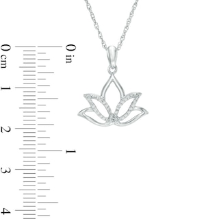 Diamond Accent Outline Lotus Flower Pendant in Sterling Silver|Peoples Jewellers