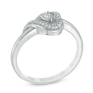 Diamond Accent Sideways Heart Ring in Sterling Silver|Peoples Jewellers