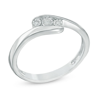 Diamond Accent Three Stone Bypass Promise Ring in Sterling Silver|Peoples Jewellers