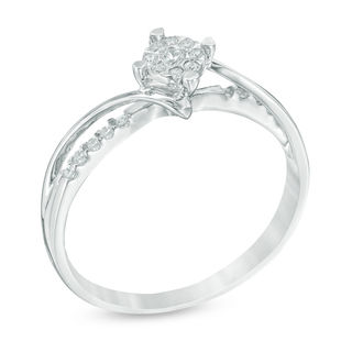 0.11 CT. T.W. Diamond Cluster Bypass Promise Ring in Sterling Silver|Peoples Jewellers