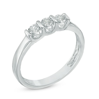 0.09 CT. T.W. Diamond Three Stone Promise Ring in Sterling Silver|Peoples Jewellers