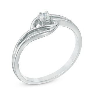0.09 CT. Diamond Solitaire Bypass Promise Ring in Sterling Silver|Peoples Jewellers