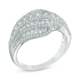 1.18 CT. T.W. Diamond Multi-Row Wave Ring in 10K White Gold|Peoples Jewellers