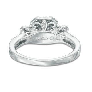 0.45 CT. T.W. Princess-Cut Diamond Past Present Future® Double Frame Engagement Ring in 10K White Gold|Peoples Jewellers