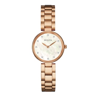 Ladies' Bulova Diamond Accent Rose-Tone Watch with Mother-of-Pearl Dial (Model: 97P111)|Peoples Jewellers