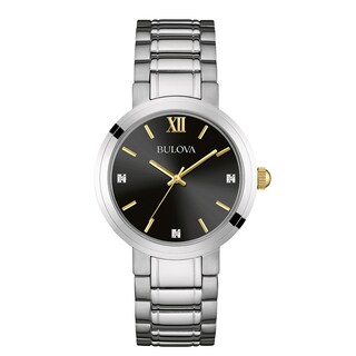Men's Bulova Diamond Accent Watch with Black Dial (Model: 98D126)|Peoples Jewellers