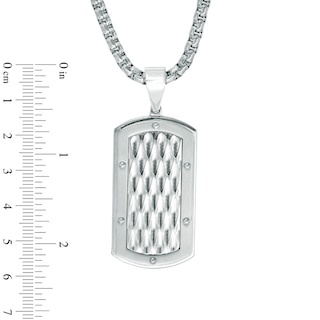 Men's Diamond-Cut Dog Tag Pendant in Stainless Steel - 24"|Peoples Jewellers