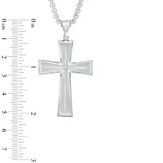 Men's Diamond Accent Cross Pendant in Stainless Steel - 24"|Peoples Jewellers