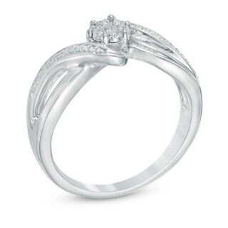 Diamond Accent Cluster Bypass Promise Ring in Sterling Silver|Peoples Jewellers