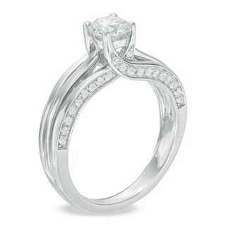 0.75 CT. T.W. Certified Canadian Diamond Split Shank Engagement Ring in 14K White Gold (I/I1)|Peoples Jewellers