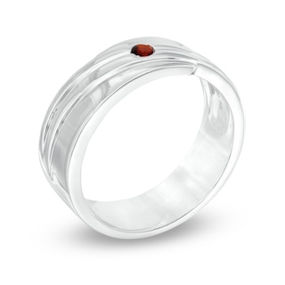 Men's Garnet Solitaire Wedding Band in Sterling Silver|Peoples Jewellers