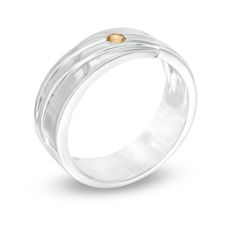 Men's Citrine Solitaire Wedding Band in Sterling Silver|Peoples Jewellers