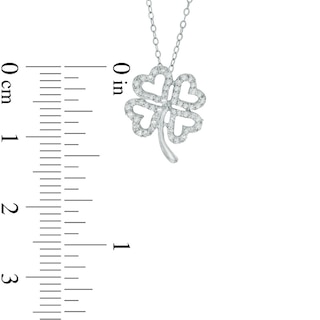 0.15 CT. T.W. Diamond Heart-Shaped Clover Outline Pendant in 10K White Gold - 17"|Peoples Jewellers