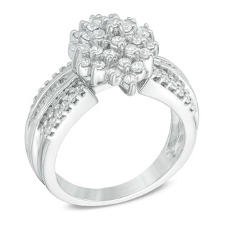 0.45 CT. T.W. Diamond Marquise Cluster Ring in Sterling Silver|Peoples Jewellers