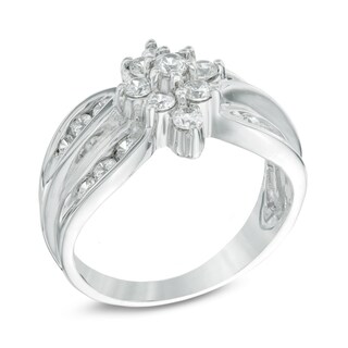 1.00 CT. T.W. Diamond Marquise Cluster Ring in 10K White Gold|Peoples Jewellers