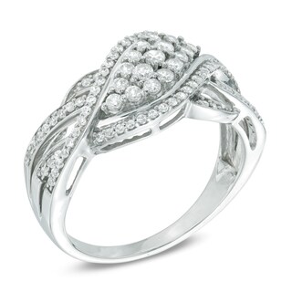 0.45 CT. T.W. Diamond Thick Wave Ring in 10K White Gold|Peoples Jewellers