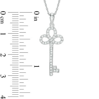 0.18 CT. T.W. Diamond Clover Top Key Pendant in 10K White Gold|Peoples Jewellers