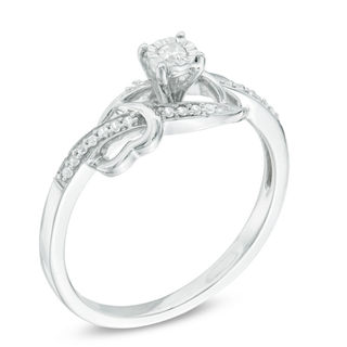 0.09 CT. T.W. Diamond Bypass with Hearts Promise Ring in Sterling Silver|Peoples Jewellers