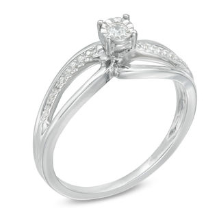 0.09 CT. T.W. Diamond Split Shank Promise Ring in 10K White Gold|Peoples Jewellers