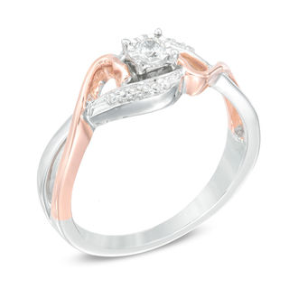 0.11 CT. T.W. Diamond Bypass with Hearts Promise Ring in 10K Two-Tone Gold|Peoples Jewellers