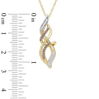 0.15 CT. T.W. Champagne and White Diamond Cascading Flame Pendant in 10K Gold|Peoples Jewellers